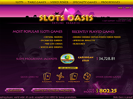 Your favourite slots games with Slots Oasis Casino