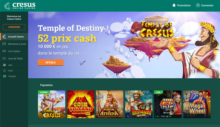 Casino Cresus : Avis & bonus disponibles casino en ligne 2024 - Bonus de 200% jusqu'à 500€ !
