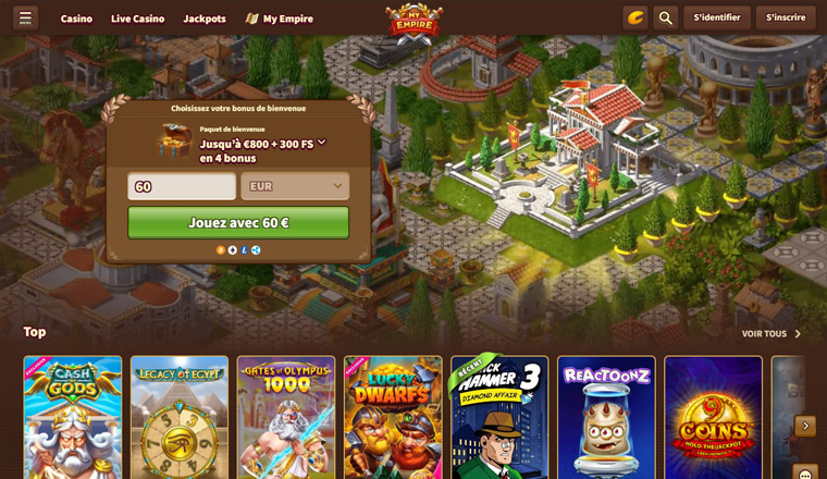 Casino My Empire : Avis du casino en ligne en 2024 | Bonus de Bienvenue jusqu'à 800€ + 300 Free Spins