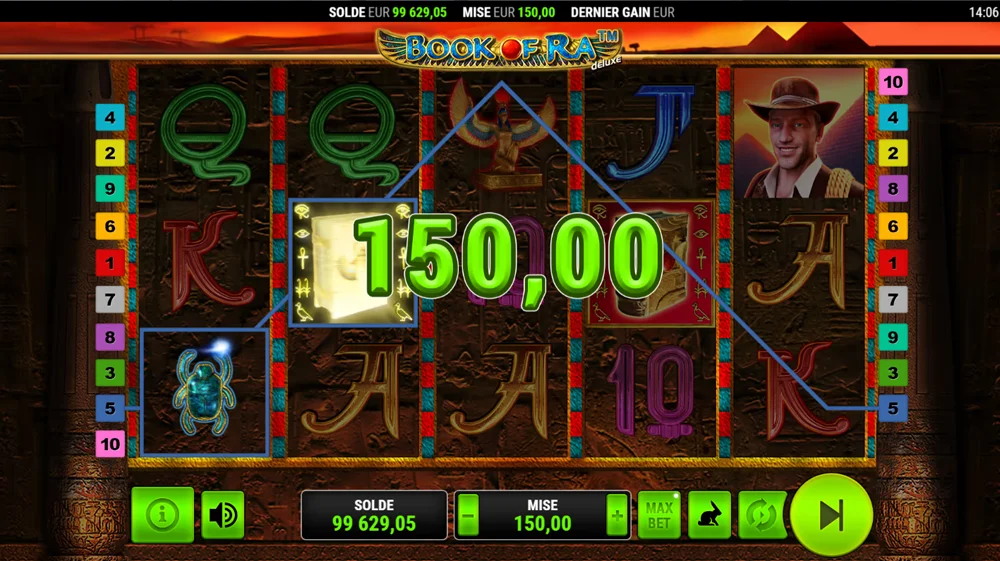 Gagner de l'argent sur la machine à sous Book of Ra deluxe