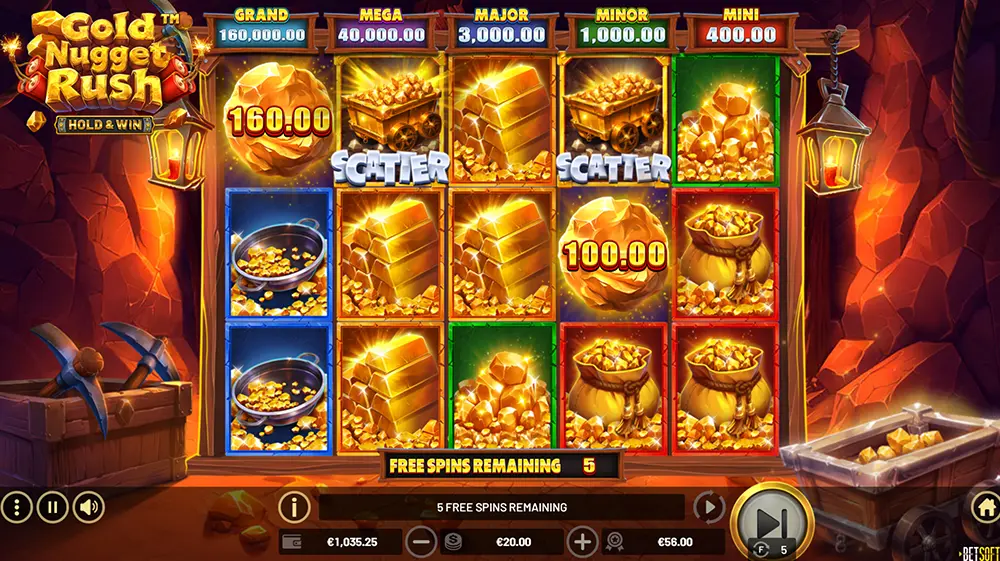 Machine à sous Betsoft Gold Nugget Rush