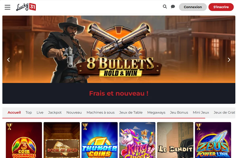Accueil casino en ligne Lucky 31 : avis et test 2025