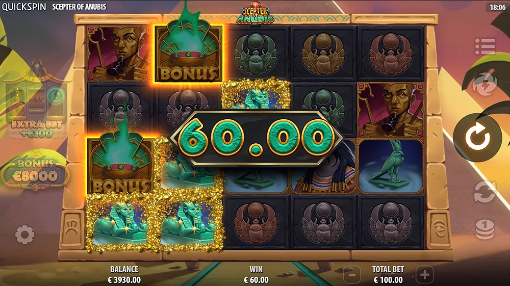 Des gains en EUROS sur le nouveau jeu de casino en ligne Quickspin : Scepter of Anubis