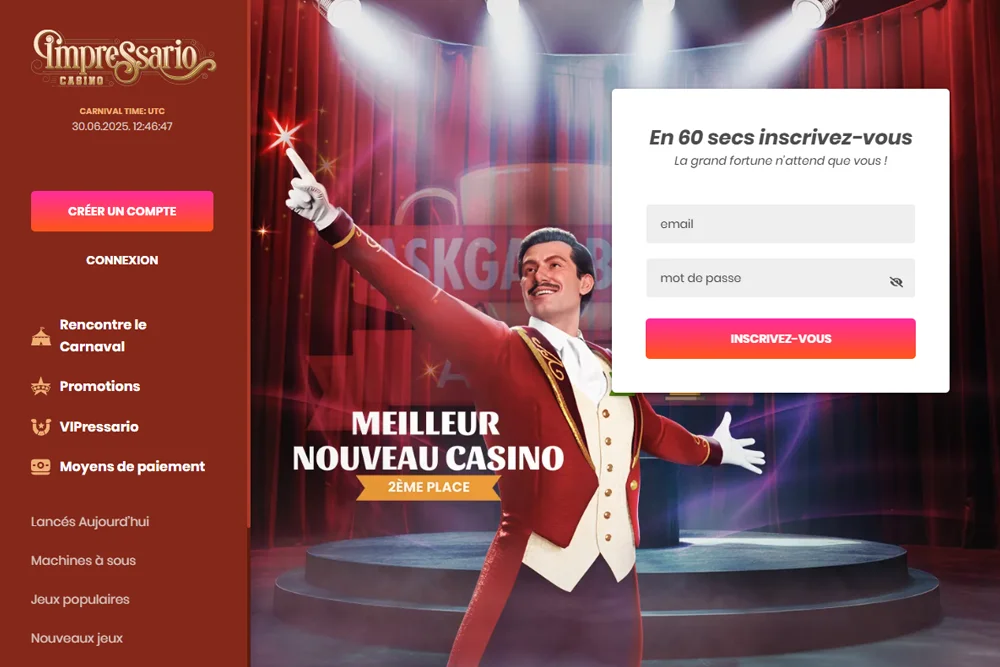 Impressario Casino en ligne, meilleur nouveau casino