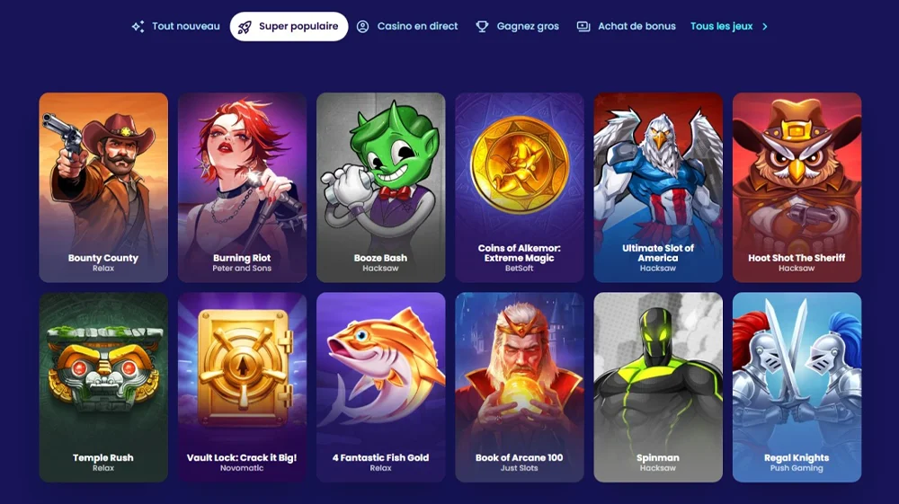 Offre de jeux d'argent casino en ligne Casoo
