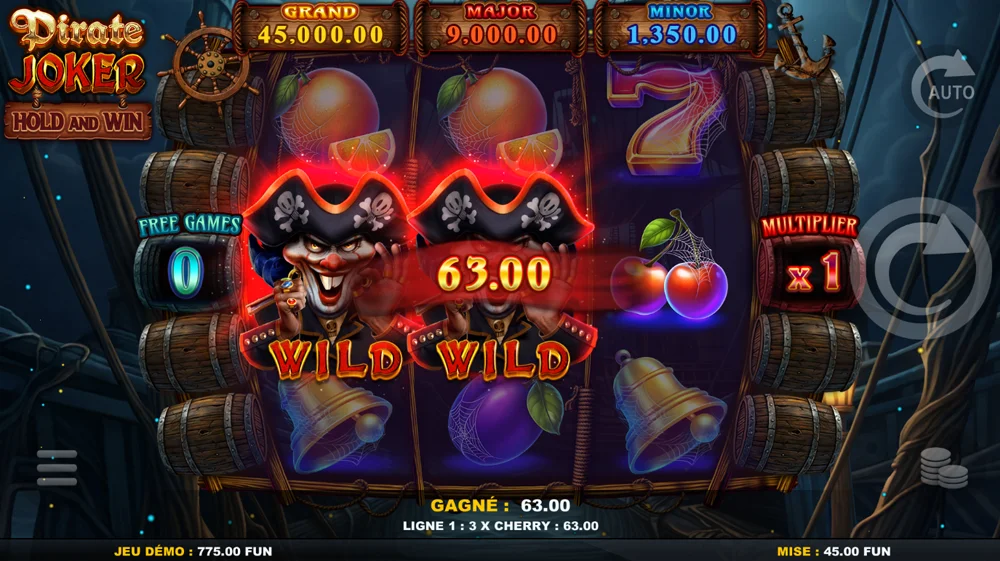 Gagner sur le jeu de casino Pirate Joker Hold and Win