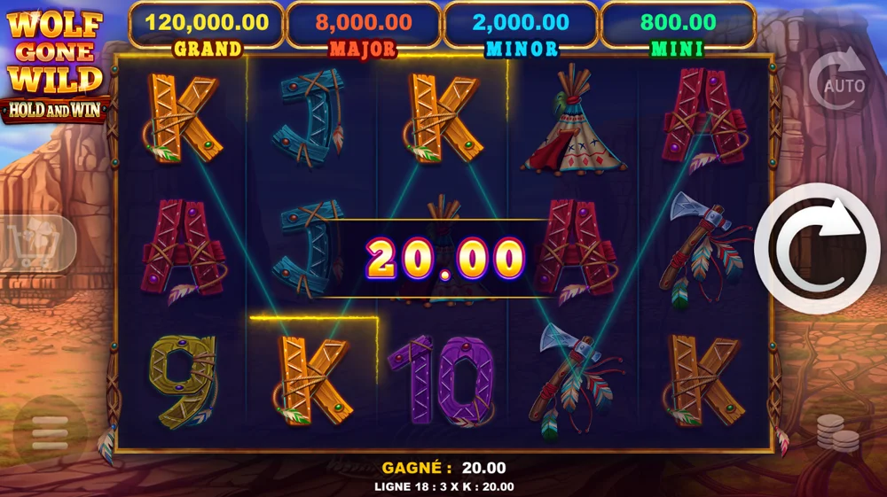 Gagner le jackpot sur la machine à sous WOLF GONE WILD