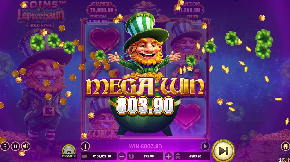 Gagner le jackpot sur la machine à sous Coins of Leprechaun: Hold and Win