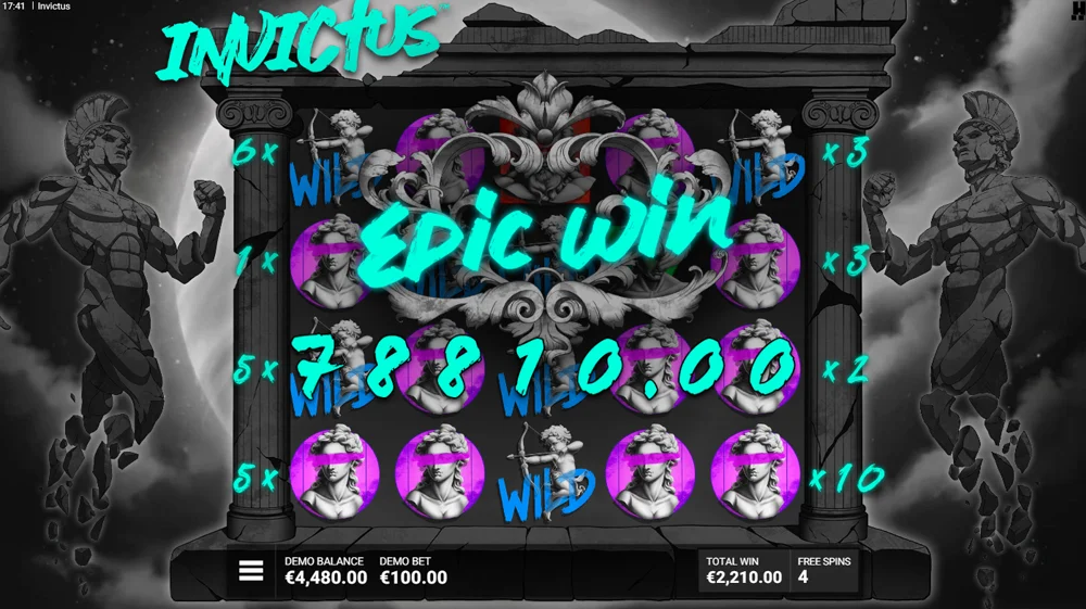Jackpot sur la machine à sous Invictus d'Hacksaw Gaming