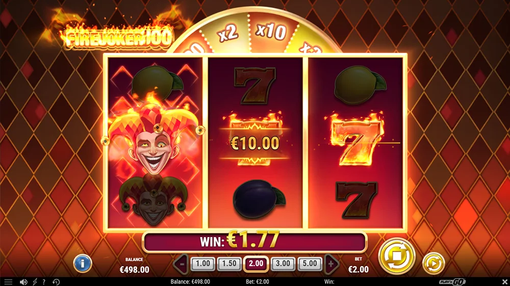 Déroulement d'une partie de jeu sur la machine à sous Fire Joker 100