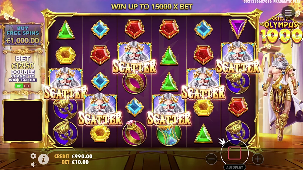 Gameplay du jeu de casino Gates of Olympus, une machine à sous Pragmatic Play