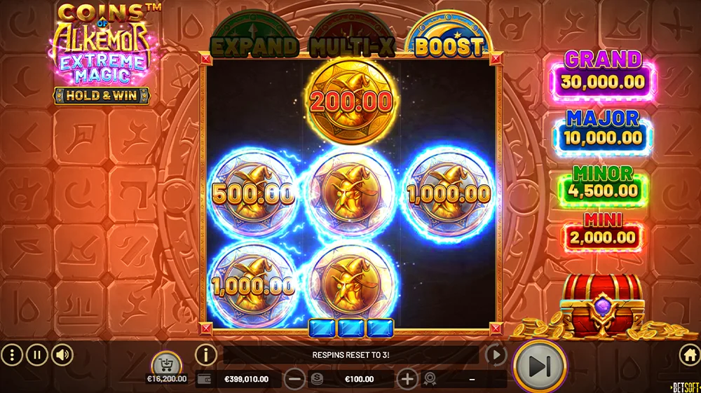 Gameplay machine à sous Coins of Alkemor Extreme Magic