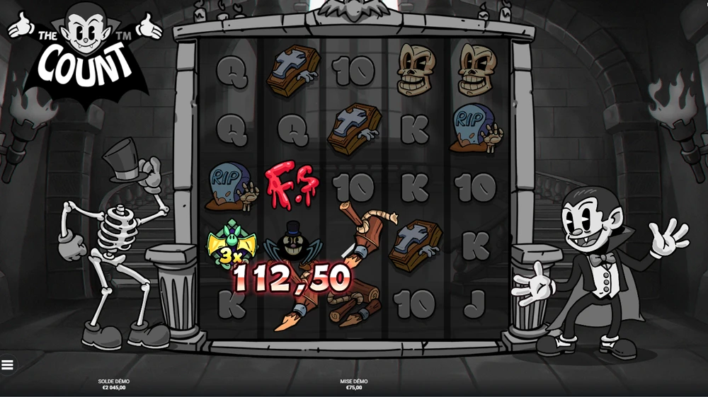 Gameplay machine à sous Retro Cartoon Hacksaw Gaming The Count
