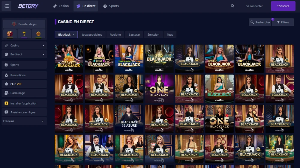 Betory Casino Jeu de Blackjack Live