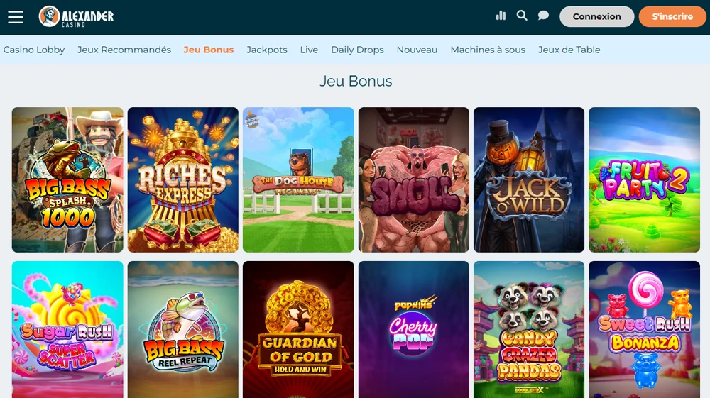 Les Jeux d'argent disponibles du Casino Alexander
