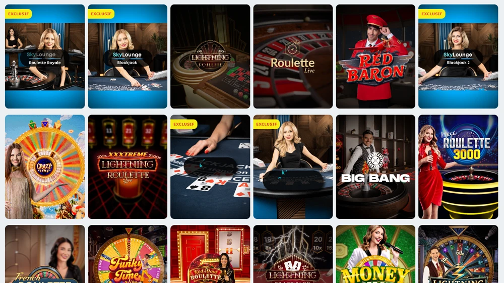 Jeux en Live avec croupier en direct du Casino Alexander
