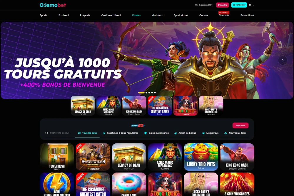 Acccueil Casino Cosmo Bet
