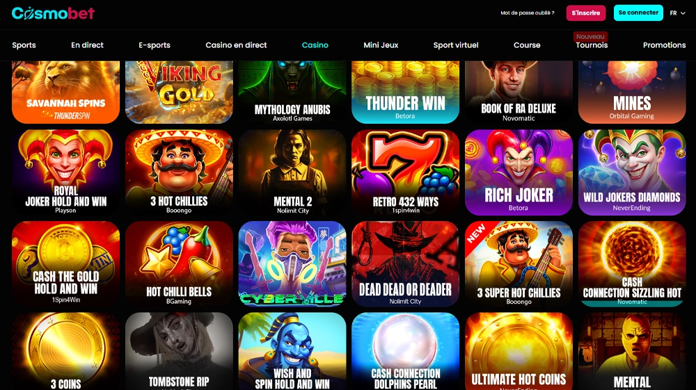 Les nombreuses machines à sous du Casino Cosmobet
